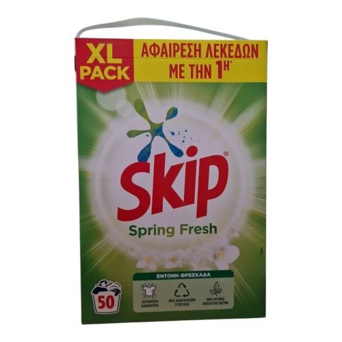 Снимка на Скип Прах/кутия/50пр.3.25кг*Spring Fresh/зелен/