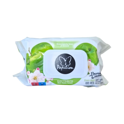 Снимка на Папилон Мокри Кърпи 100бр*18 GREEN APPLE