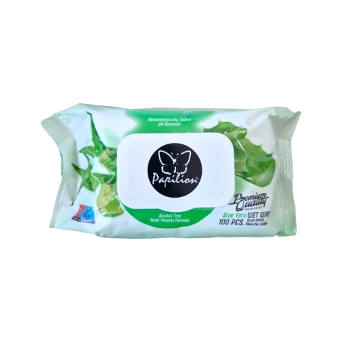 Снимка на Папилон Мокри Кърпи 100бр*18 ALOE VERA
